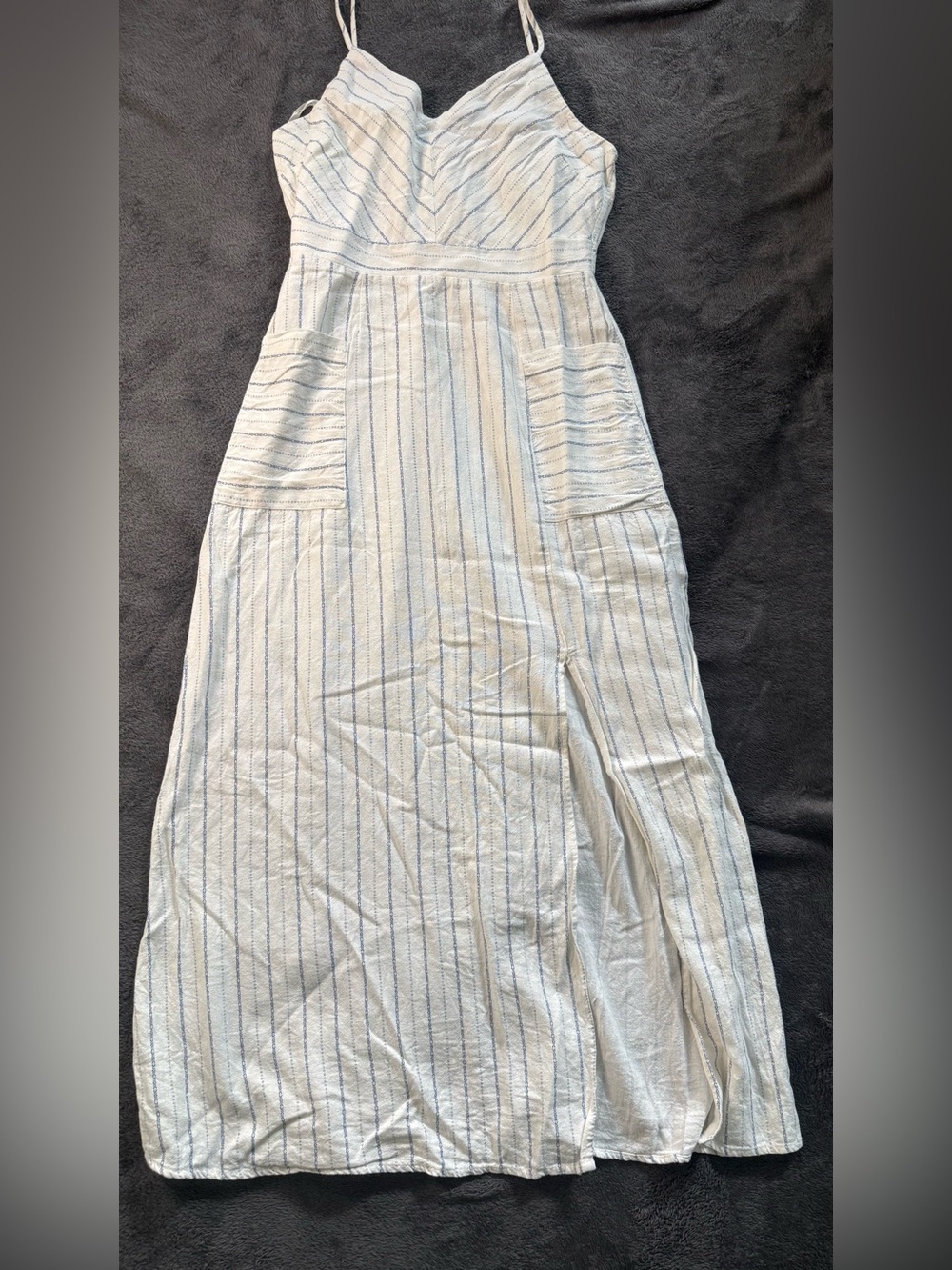 Monteau Cream and Light Blue Striped Maxi Skirt
